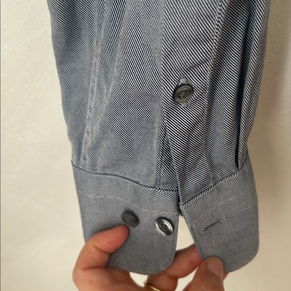 Tiger of Sweden button down shirt Steel 8 grey pinstripe cotton size 41 medium - Picture 6 of 7